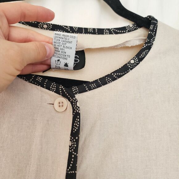 Koos Of Course Womens Linen Jacket  L Neutral Tan Beige Lightweight Embroidered - Picture 4 of 13